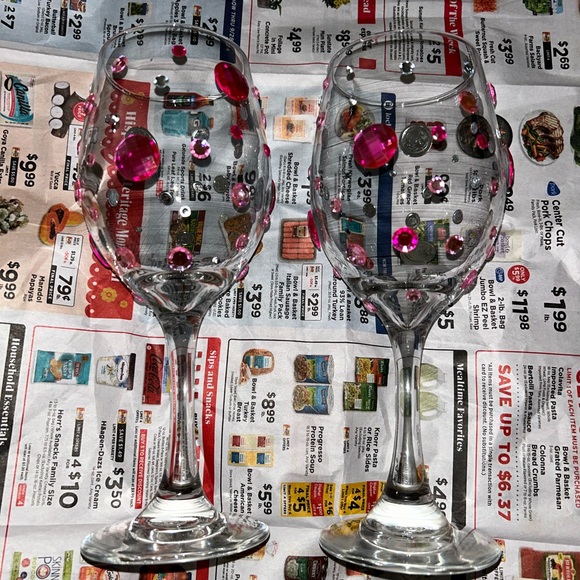 Bedazzled Champagne Flute Clear Glasses Set Elegant Birthday, Weddings, Party’s - Picture 1 of 10